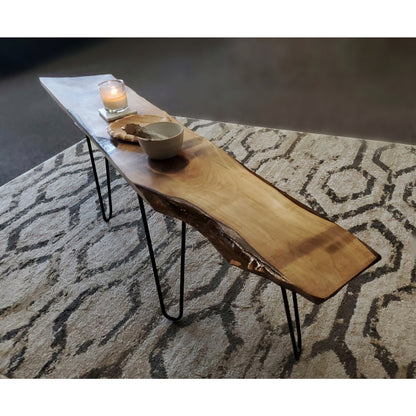 Live Edge Coffee Table with Hairpin Legs